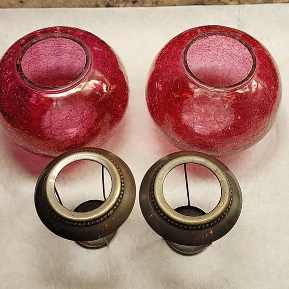 Vintage crackle glass tea light holders (2) - Picture 5 of 8